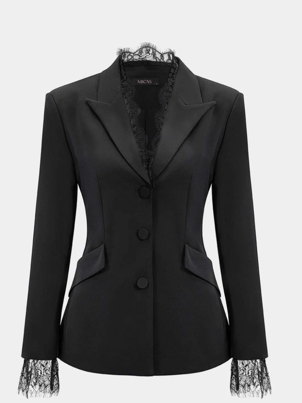 MICAS black Tailored Lace-Cuff and insert Women's Blazer
